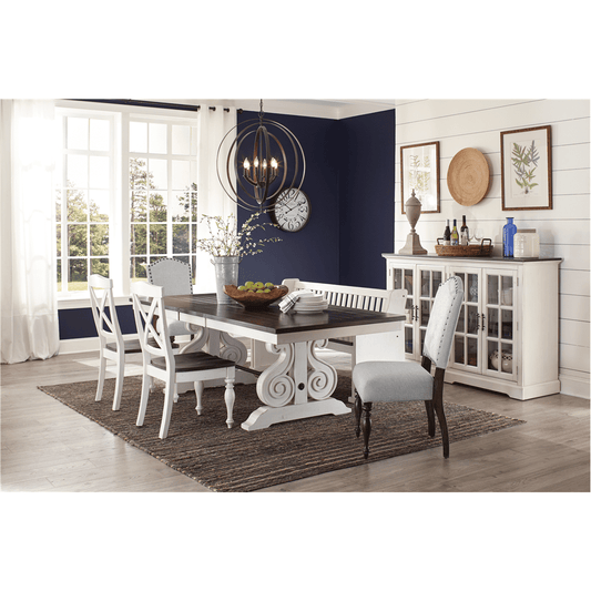 Sunny Designs - Carriage House Trestle Table in White & Dark Brown - 1041EC veiw 2