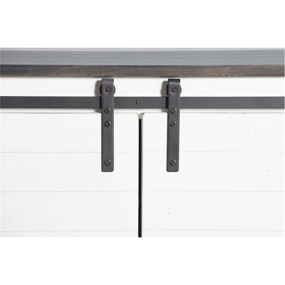 Sunny Designs - European Cottage Barn Door 65in TV Console in White & Dark Brown - 3577EC-2 veiw 8
