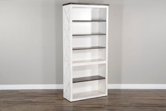 Sunny Designs - European Cottage Bookcase - Dark brown and White - 2822EC-BO veiw 2
