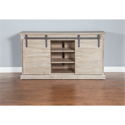 Sunny Designs - Mountain Ash Barn Door 65in TV Console in Light Taupe - 3577MA-2 veiw 2