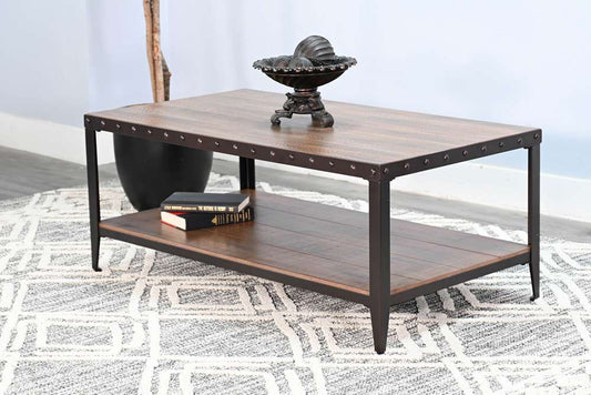 Sunny Designs - San Diego Metal & Solid Wood Coffee Table in Brown - 3173AB-C veiw 2