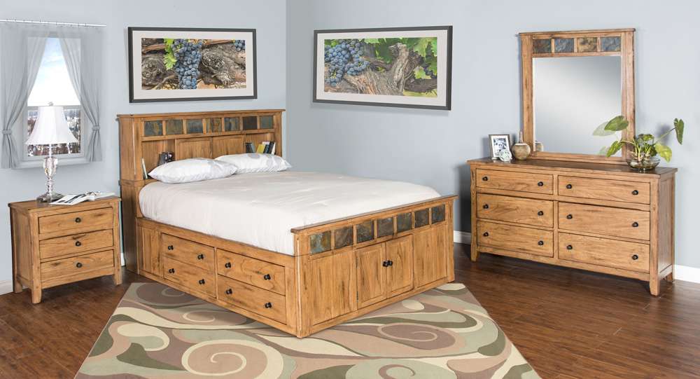 Sunny Designs - Sedona - Queen Storage Bed withith Slate - 2334RO-SQ veiw 3