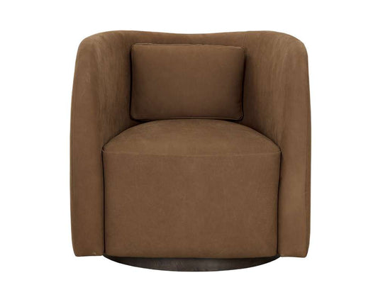 Sunpan - Westport Emilie Swivel Lounge Chair - Nubuck Caramel Leather - 111250 veiw 2