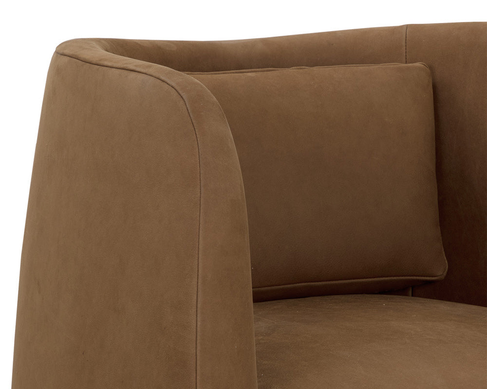 Sunpan - Westport Emilie Swivel Lounge Chair - Nubuck Caramel Leather - 111250 view 7