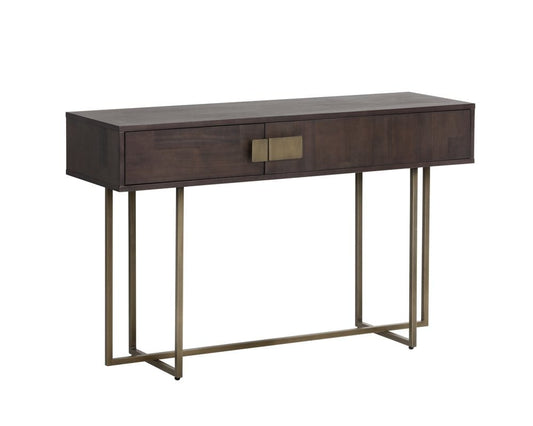 Sunpan - MIXT Jade Console Table - Antique Brass - Dark Mango - 102984 view 2