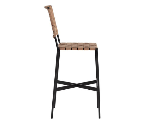 Sunpan - Omari Barstool - Suede Light Tan Leather - 107068_CLOSEOUT view 2