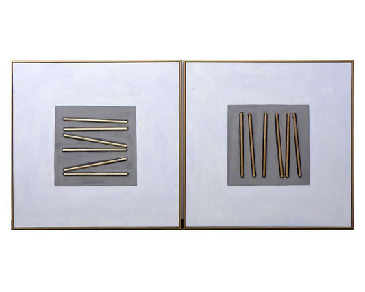 Sunpan - Pick Up Sticks (Set Of 2) - 48in X 48in - Gold Floater Frame - A0192