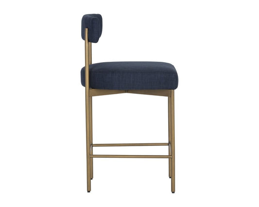 Sunpan - Seneca Counter Stool - Antique Brass - Arena Navy - 106060 view 2
