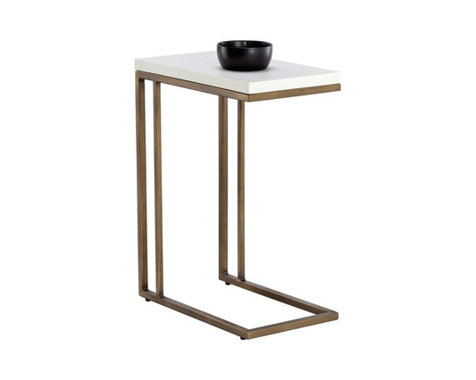 Sunpan - Solterra Sawyer End Table - Antique Brass - White - 108115 view 2