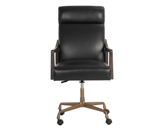 Sunpan - Westport Collin Office Chair - Brown - Cortina Black Leather - 110540 view 2