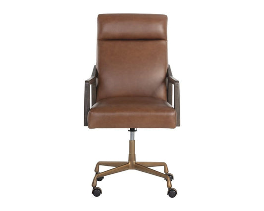 Sunpan - Westport Collin Office Chair - Brown - Shalimar Tobacco Leather - 110542 view 2
