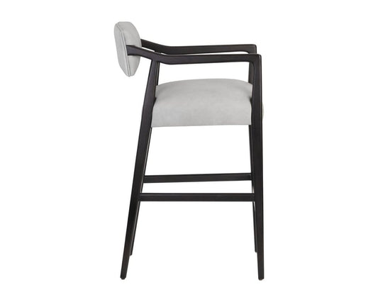 Sunpan - Westport Keagan Barstool - Saloon Light Grey Leather - 110556_CLOSEOUT view 2