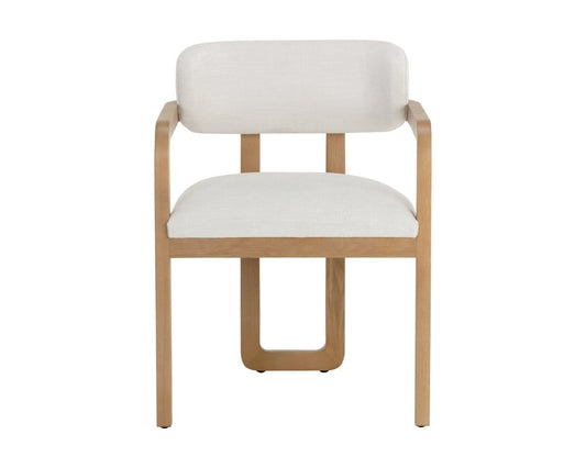 Sunpan - Westport Madrone Dining Armchair - Rustic Oak - Heather Ivory Tweed - 111584_CLOSEOUT view 2