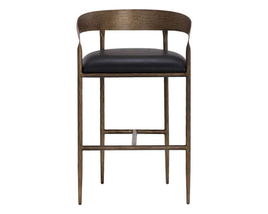 Sunpan - Zanatta Barstool - Charcoal Black Leather - 111001 veiw 2