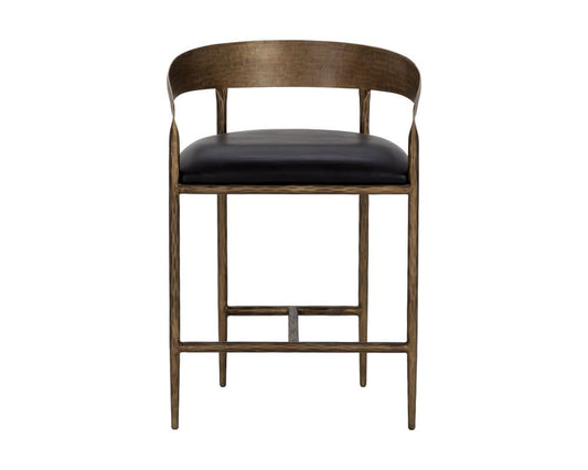 Sunpan - Zanatta Counter Stool - Charcoal Black Leather - 111000 view 2