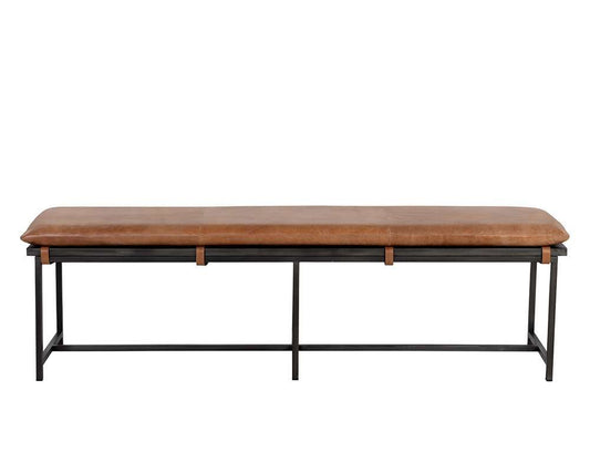 Sunpan - Zancor Bench - Gunmetal - Tan Leather - 109404 veiw 2