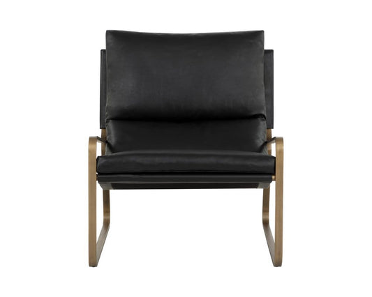 Sunpan - Zancor Lounge Chair - Antique Brass - Charcoal Black Leather - 110657 view 2