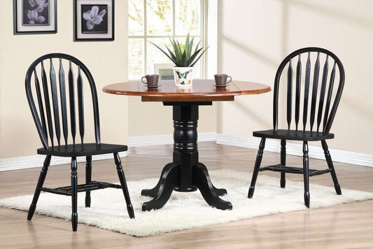 Sunset Trading - 3 Piece 42in Round Drop Leaf Dining Set with Arrowback Chairs - DLU-TPD4242-820-AB3PC veiw 2