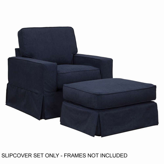 Sunset Trading - Americana Slipcover Only for Box Cushion Track Arm Chair and Ottoman Set - SU-108520SC-30-391049 veiw 2