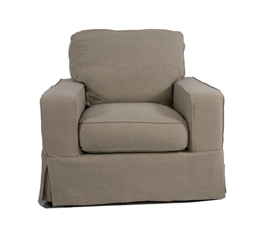 Sunset Trading - Americana Slipcovered Chair and Ottoman in Light Gray - SU-108520-30-220591 veiw 2
