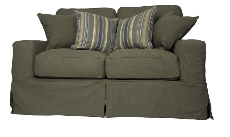Sunset Trading - Americana Slipcovered Loveseat in Forest Green - SU-108510-410026 veiw 1