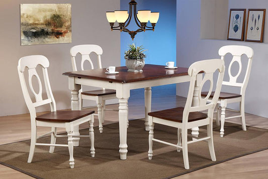 Sunset Trading - Andrews 48-60in Rectangular Extendable Butterfly Leaf Dining Table - Distressed Antique White with Chestnut Brown - DLU-ADW3660-AW veiw 2