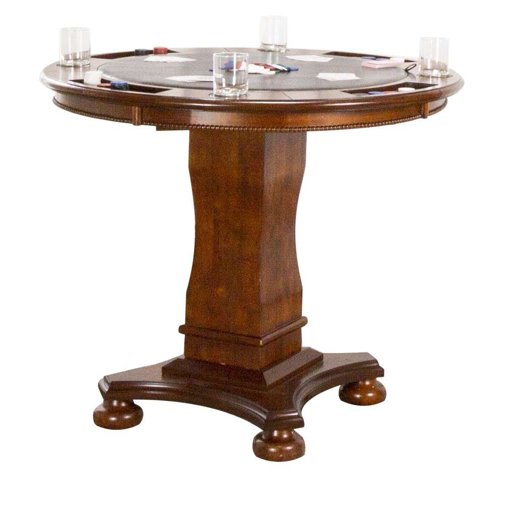 Sunset Trading - Bellagio 42in Round Counter Height Dining, Chess and Poker Table - Reversible 3 in 1 Game Top - Distressed Cherry Brown Wood - CR-87148-TCB veiw 1