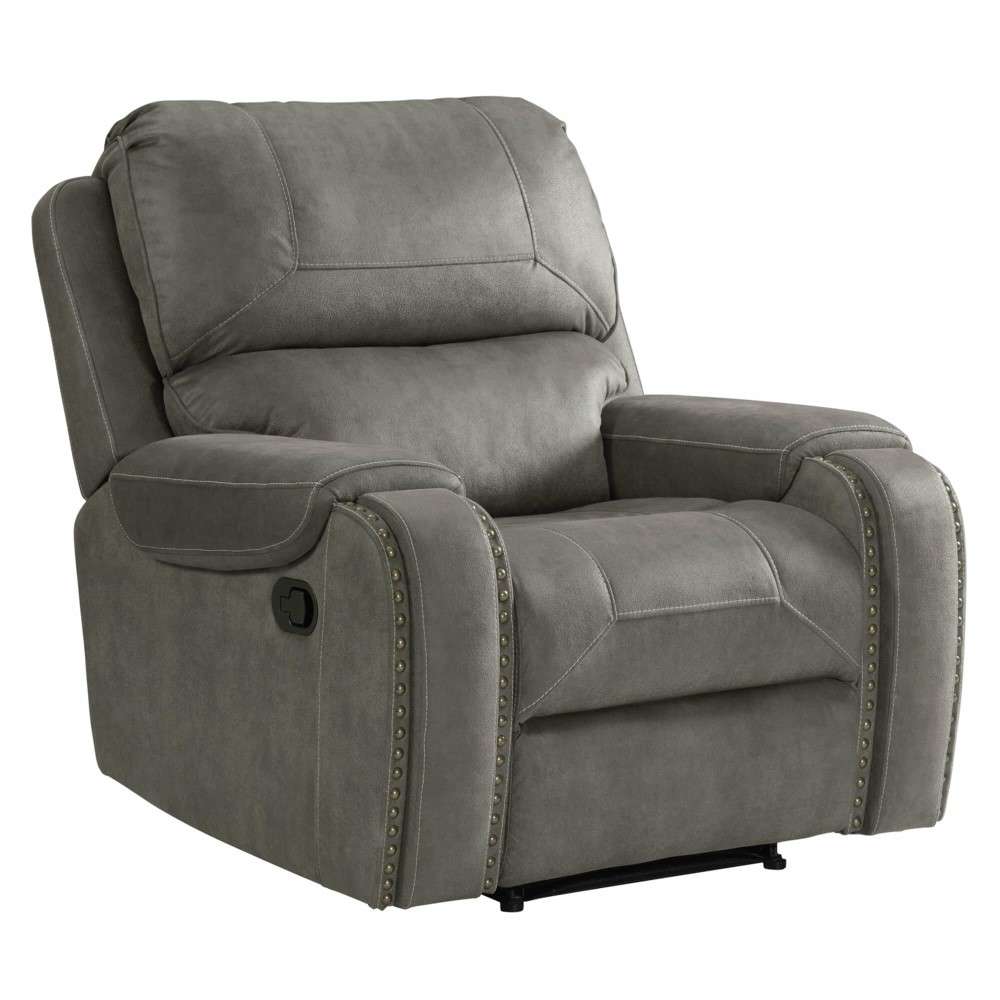 Sunset Trading - Calvin 41in Wide Recliner Reclining Chair Nailheads Easy to Clean Gray Fabric - SU-CL23004100-107 veiw 1