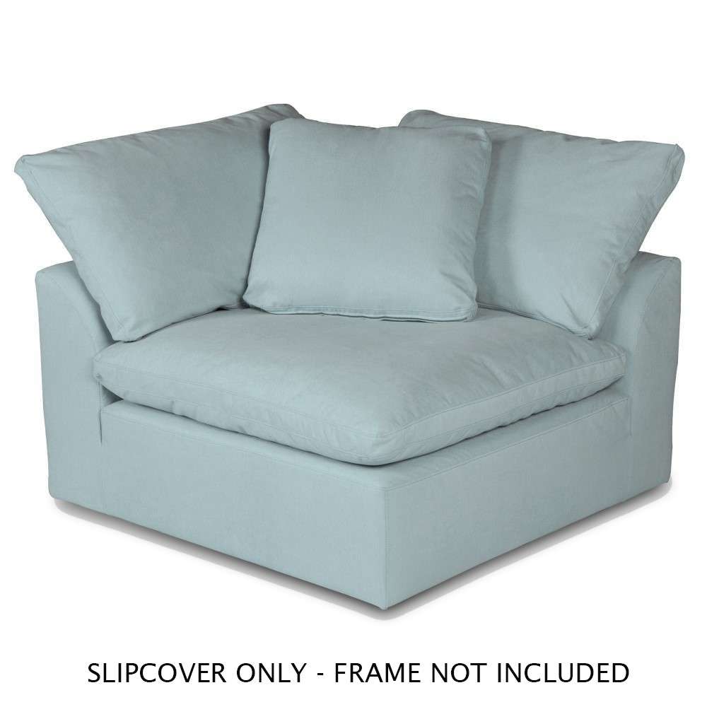 Sunset Trading Contemporary Puff Collection Slipcover Only for 44in Square Modular Sofa Sectional Chair Performance Fabric Washable Water-Resistant Stain-Proof Couch Corner Wedge Armchair Cover Ocean Blue - SU-145851SC-391043 veiw 1