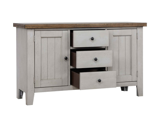 Sunset Trading - Country Grove 10 Piece Double Pedestal Extendable Dining Table Set - 2 Arm Chairs - Lighted China Cabinet - Distressed Gray and Brown Wood - DLU-CG4296-30AGOBH10 veiw 2