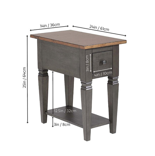 Sunset Trading - Dakota 14in Narrow End Table with Drawer & Shelf Storage - Distressed Brown and Ash Gray - DLU-DK-2303-TA veiw 2