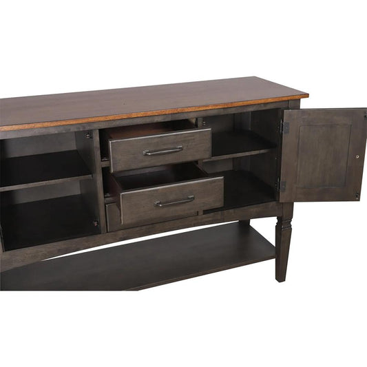 Sunset Trading - Dakota 54in Buffet Server Table with Cabinets Drawers and Shelf - Distressed Brown and Ash Gray - DLU-DK1122-TA veiw 2