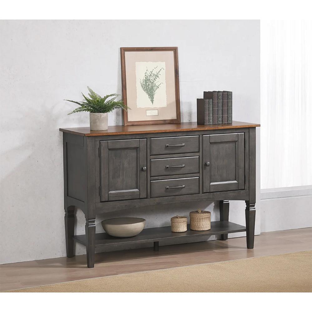 Sunset Trading - Dakota 54in Buffet Server Table with Cabinets Drawers and Shelf - Distressed Brown and Ash Gray - DLU-DK1122-TA veiw 3
