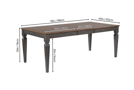 Sunset Trading - Dakota 60-78in Rectangular Expandable Butterfly Leaf Dining Table - Distressed Brown and Ash Gray - DLU-DK4078-TA veiw 2