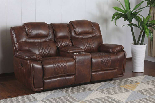 Sunset Trading - Diamond Power Dual Reclining Loveseat Brown Leather - SU-ZY5018A002-H246 veiw 2