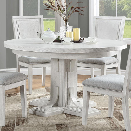Sunset Trading - Dover 54 Round to 72in Oval Expandable Pedestal Dining Table - Cerused Dove White - AG-638-072TB veiw 2