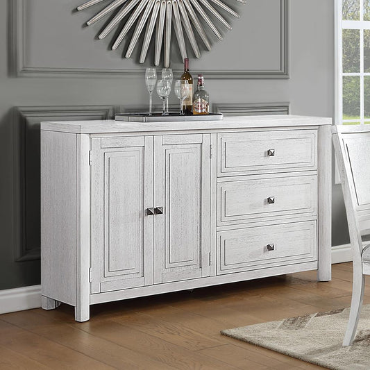 Sunset Trading - Dover 62in Sideboard Server Table with 2 Cabinets & 3 Drawers - Cerused Dove White - AG-638-894 veiw 2