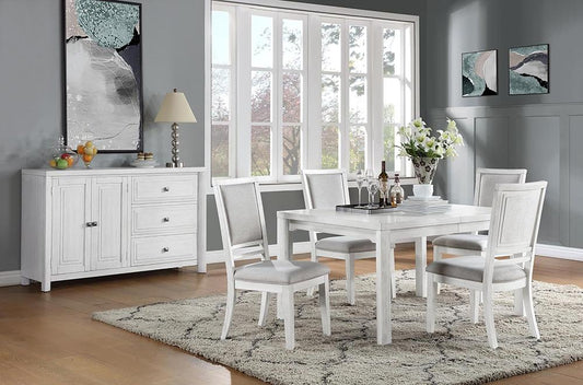 Sunset Trading - Dover 6PC 60”-78”-96in Rectangular Expandable Dining Table Set - Cerused Dove White - AG-638-096-901-8946P veiw 2