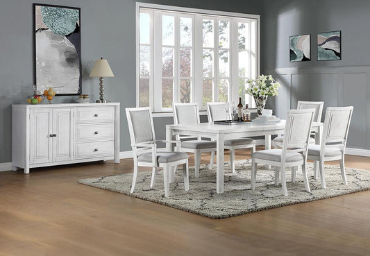 Sunset Trading - Dover 8PC 60-78-96in Rectangular Expandable Dining Table Set - Cerused Dove White - AG-638-096-90106-8948P veiw 2