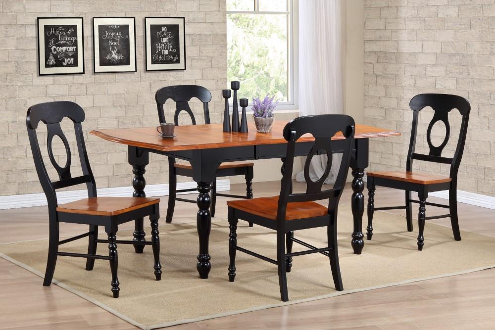 Sunset Trading - Drop Leaf Extension Dining Table in Antique Black with Cherry Finish Top - DLU-TDX3472-BCH veiw 3