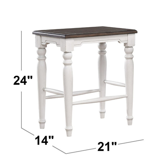 Sunset Trading - French Chic 24in Backless Barstools (Set of 2) - Distressed Antique White and Walnut Brown - DLU-FC1016-24W-2 veiw 2