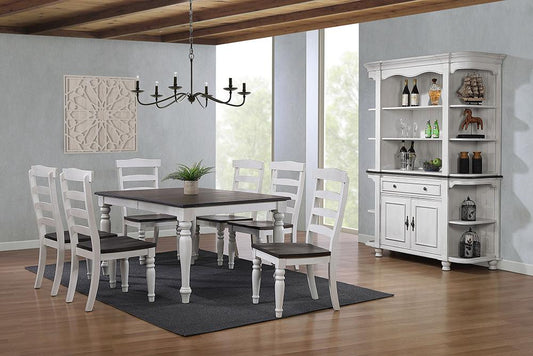 Sunset Trading - French Chic 60in-78in-96in Wide Extendable Dining Table - Distressed Antique White and Walnut Brown - DLU-FC4296-1432W-BH9P veiw 2