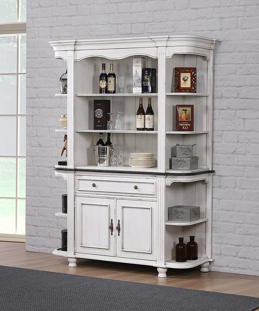 Sunset Trading - French Chic China Cabinet - Distressed Antique White and Walnut Brown - DLU-FC-BH veiw 2