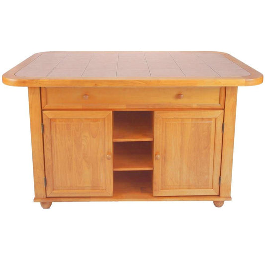 Sunset Trading - Light Oak Finish Kitchen Island with Beige Khaki Tile Top - CY-KITT02-LO veiw 2