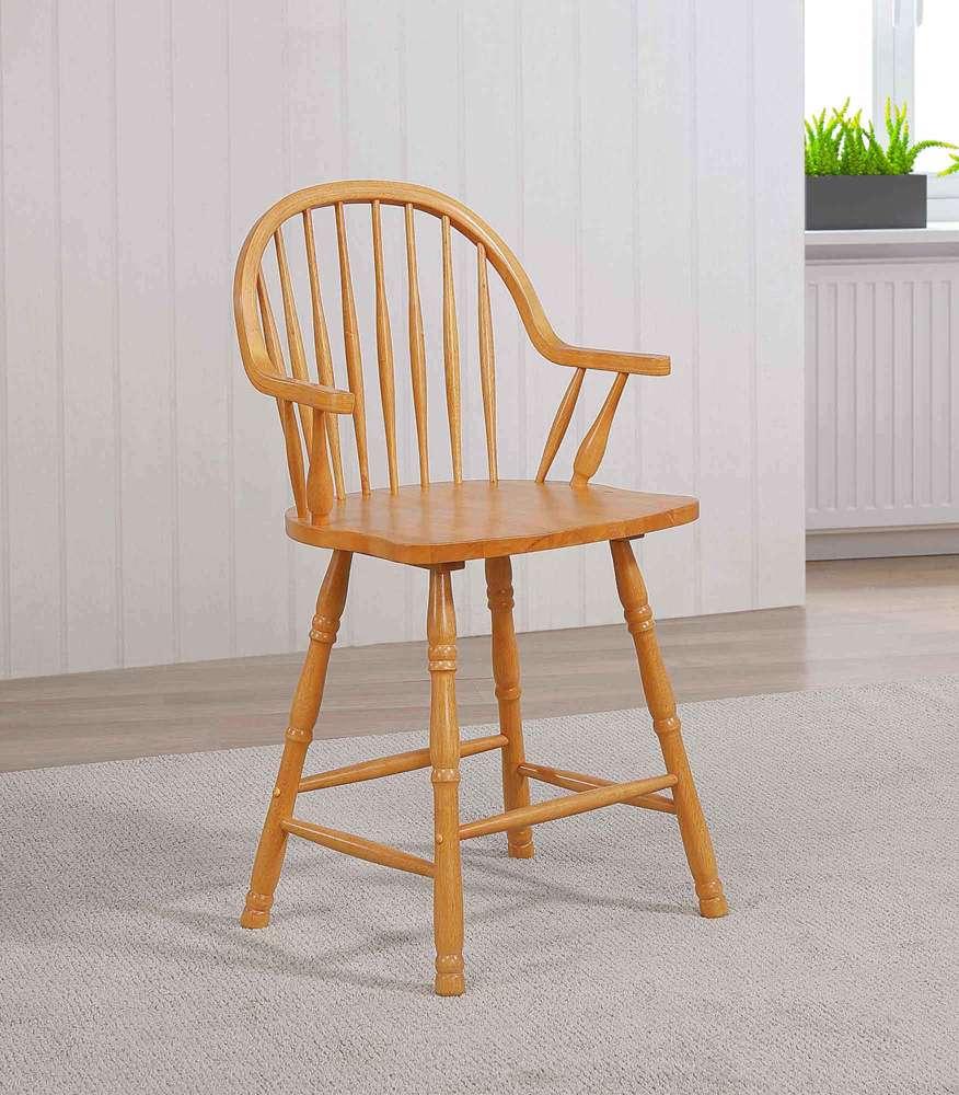 Sunset Trading - Oak Selections 24in Windsor Barstool with Arms (Set of 2) - DLU-B3024A-LO-2 veiw 4