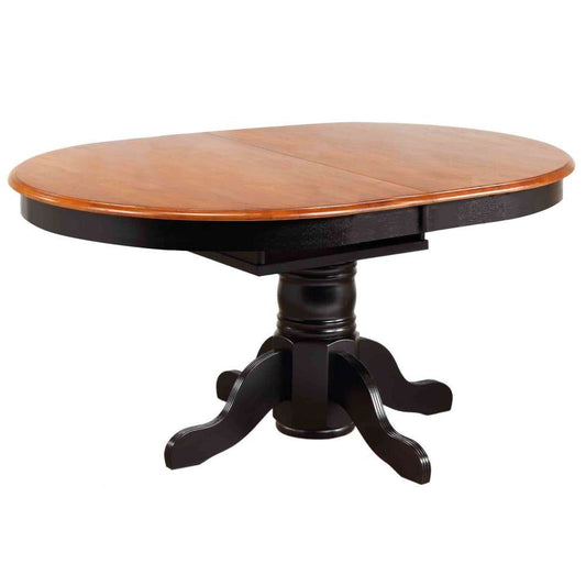 Sunset Trading - Pedestal Dining Table in Antique Black Base with Cherry Finish Butterfly Top - DLU-TBX4266-BCH veiw 2