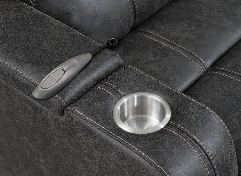 Sunset Trading - Power Reclining Chaise Lounge Chair with Arms - Phone Charger - Cupholder - Storage - Gray - SU-K1128045LS veiw 9