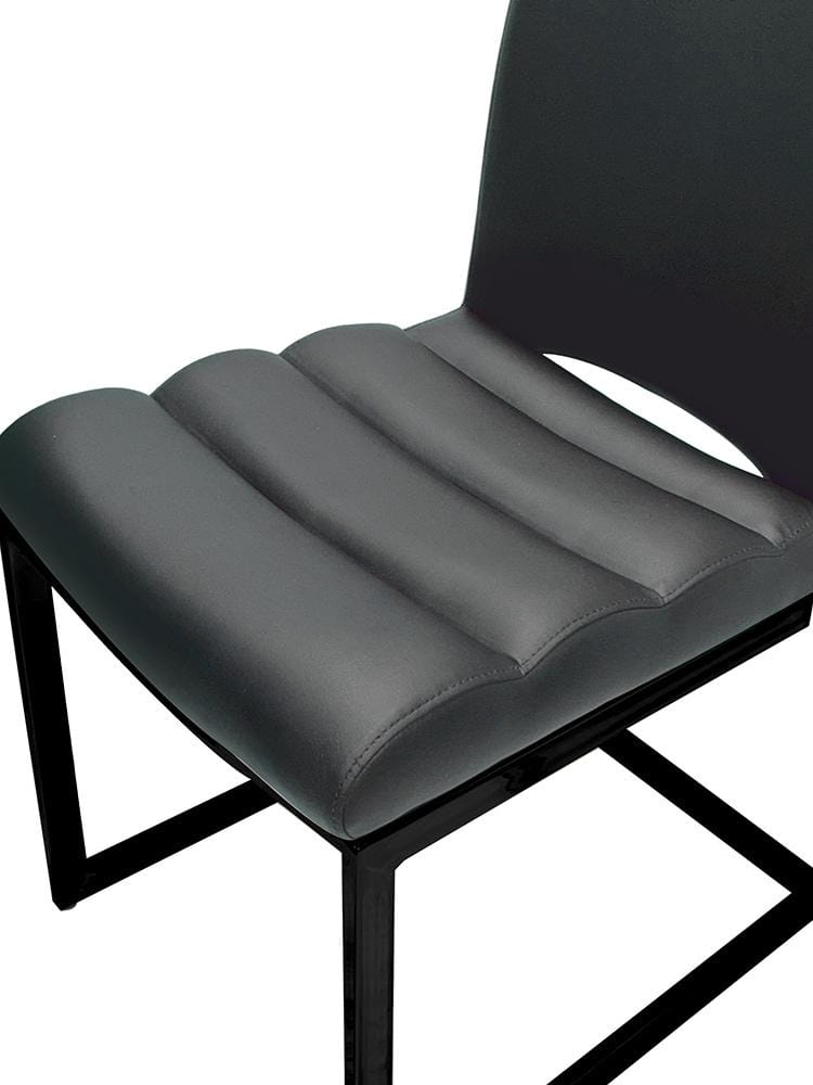 Sunset Trading - Rhea Charcoal Gray Faux Leather Dining Chairs (Set of 2) - Black/Matte Black Legs - CR-G5628-05-2 veiw 5