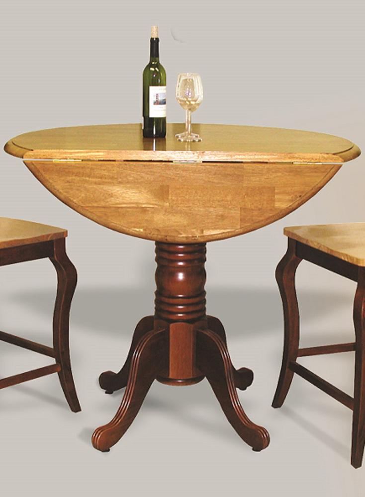 Sunset Trading - Round Drop Leaf Pub Table in Nutmeg with Light Oak Finish Top - DLU-TPD4242CB-NLO_CLOSEOUT veiw 1