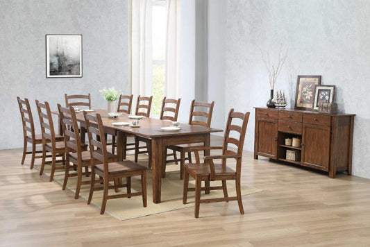 Sunset Trading - Simply Brook 12 Piece Rectangular Extendable Table Dining Set Sideboard Amish Brown - DLU-BR134-AMSB12PC veiw 2